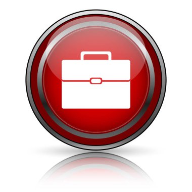 Beyaz zemin üzerine kırmızı parlak simge. Internet düğmesi.