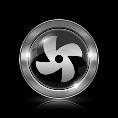 Fan simge. Siyah arka plan üzerine Internet düğmesi