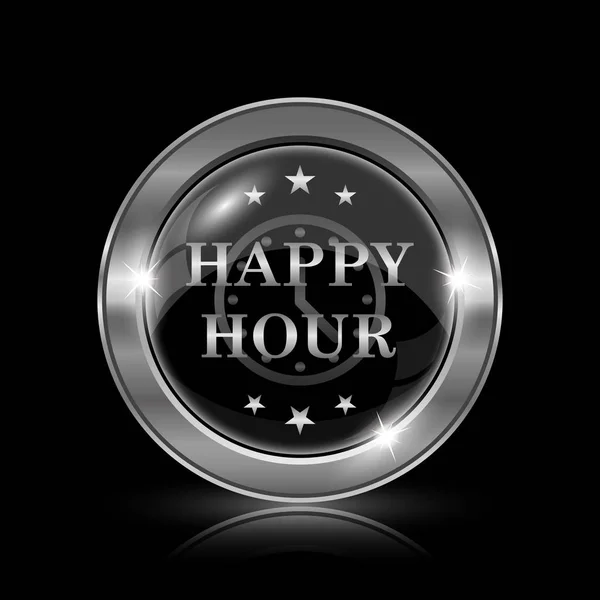 Happy Hour Ikona Internet Tlačítko Černém Pozadí — Stock fotografie