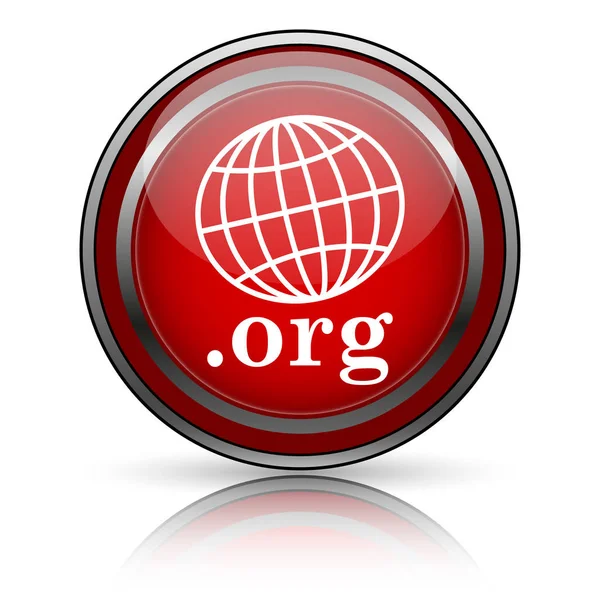 Ícone Vermelho Brilhante Fundo Branco Botão Internet — Fotografia de Stock