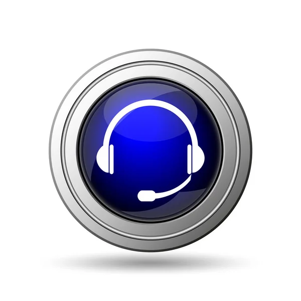 ヘッドフォンのアイコン 白い背景の上のインター ネット ボタン — ストック写真