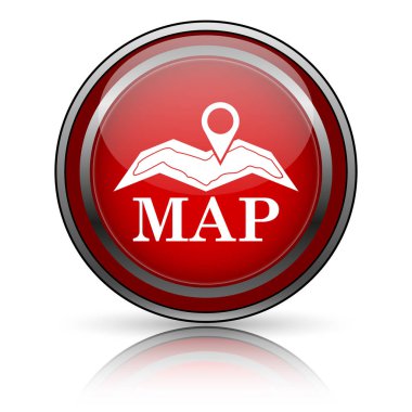 Beyaz zemin üzerine kırmızı parlak simge. Internet düğmesi.