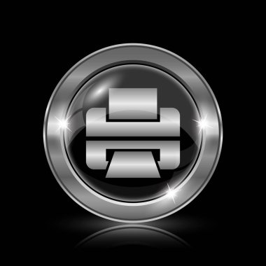 Yazıcı simgesi. Siyah arka plan üzerine Internet düğmesi