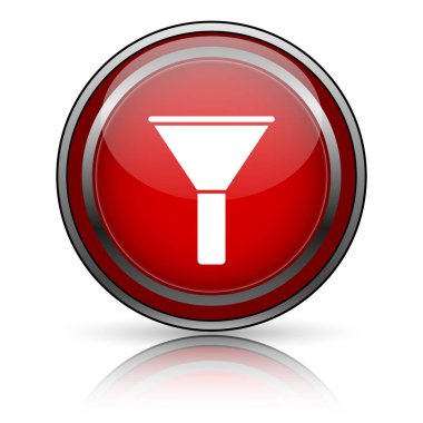 Beyaz zemin üzerine kırmızı parlak simge. Internet düğmesi.