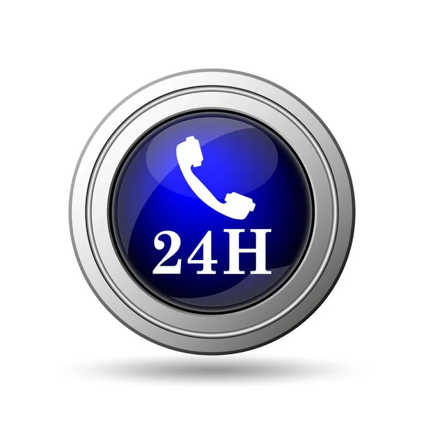 24H Phone Icon Internet Button White Background — Stock Photo, Image