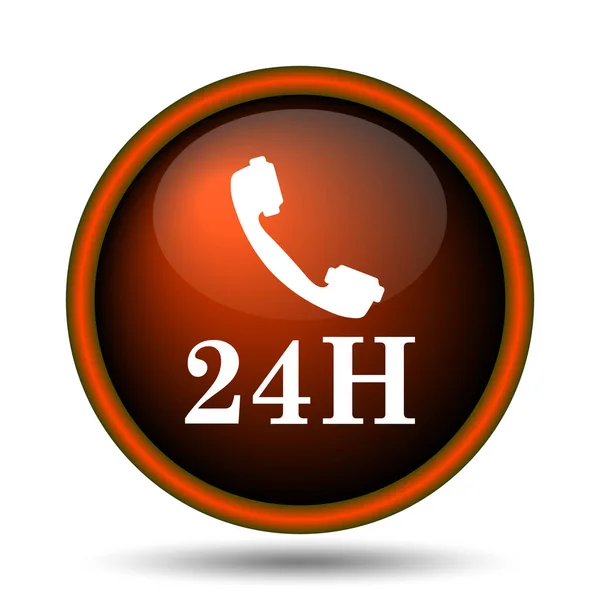 24H Ikona Telefonu Internet Tlačítko Bílém Pozadí — Stock fotografie