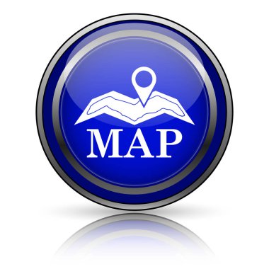 Beyaz zemin üzerine mavi parlak simge. Internet düğmesi.