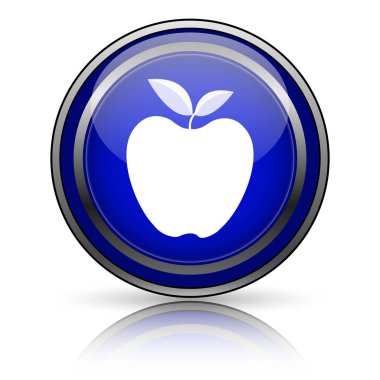 Beyaz zemin üzerine mavi parlak simge. Internet düğmesi.