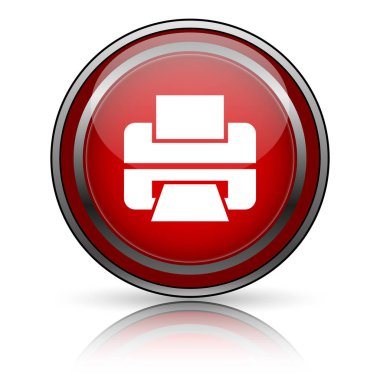 Beyaz zemin üzerine kırmızı parlak simge. Internet düğmesi.