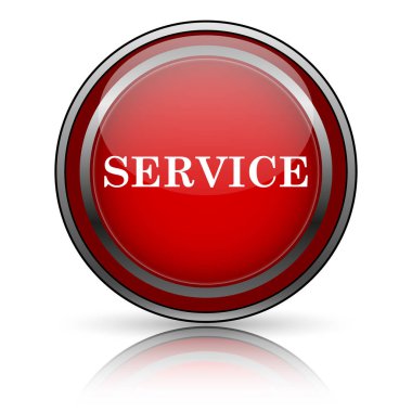 Beyaz zemin üzerine kırmızı parlak simge. Internet düğmesi.