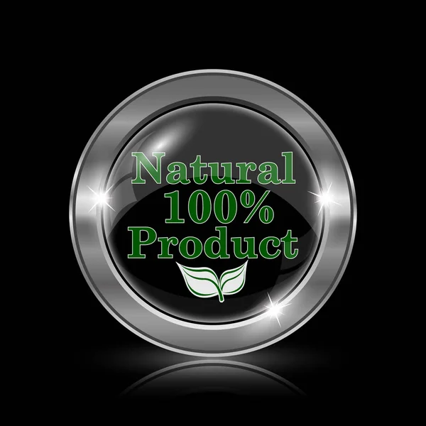100 Naturalny Produkt Ikona Przycisk Internet Czarnym Tle — Zdjęcie stockowe