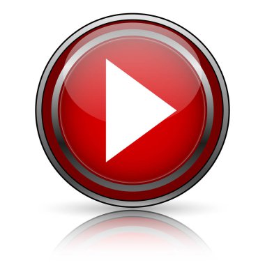 Beyaz zemin üzerine kırmızı parlak simge. Internet düğmesi.