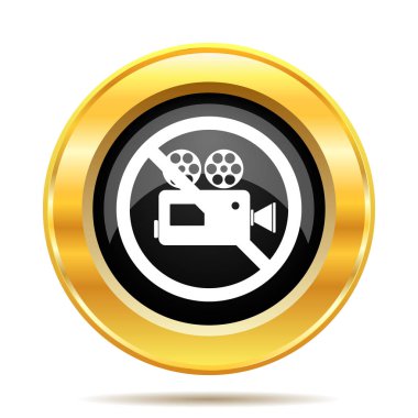 Yasak video kamera simgesi. Beyaz arka plan üzerinde Internet düğmesi