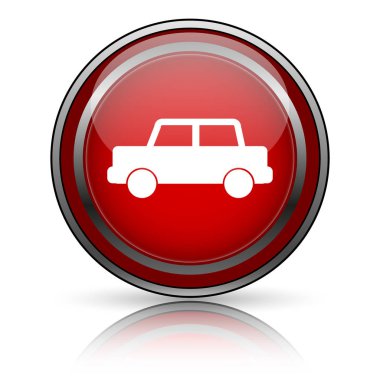 Beyaz zemin üzerine kırmızı parlak simge. Internet düğmesi.