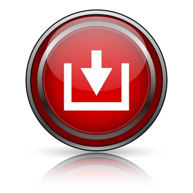 Beyaz zemin üzerine kırmızı parlak simge. Internet düğmesi.