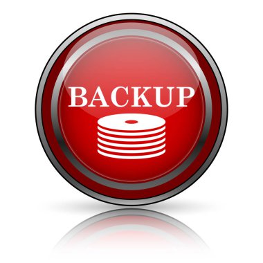 Beyaz zemin üzerine kırmızı parlak simge. Internet düğmesi.