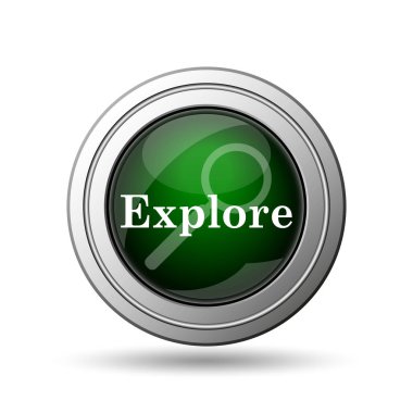 Simge keşfedin. Beyaz arka plan üzerinde Internet düğmesi