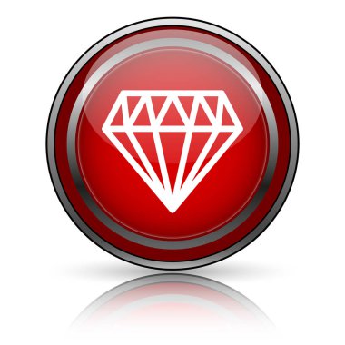 Beyaz zemin üzerine kırmızı parlak simge. Internet düğmesi.