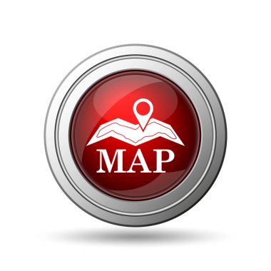 Harita simgesi. Beyaz arka plan üzerinde Internet düğmesi