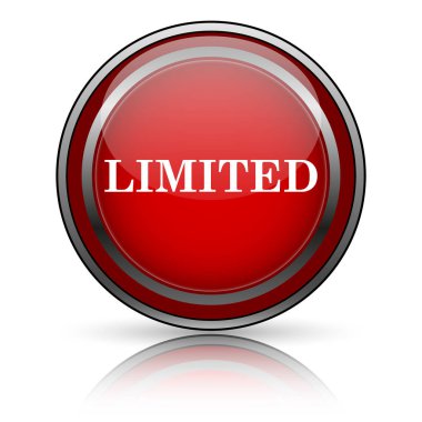 Beyaz zemin üzerine kırmızı parlak simge. Internet düğmesi.