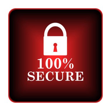 yüzde 100 güvenli simgesi. Beyaz arka plan üzerinde Internet düğmesi