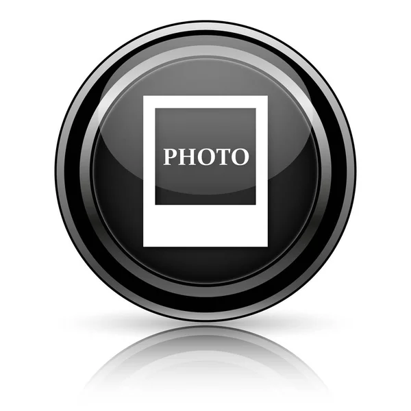 Ícone Brilhante Preto Fundo Branco — Fotografia de Stock