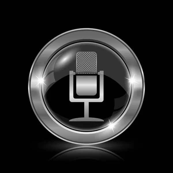 Ikona Mikrofonu Przycisk Internet Czarnym Tle — Zdjęcie stockowe
