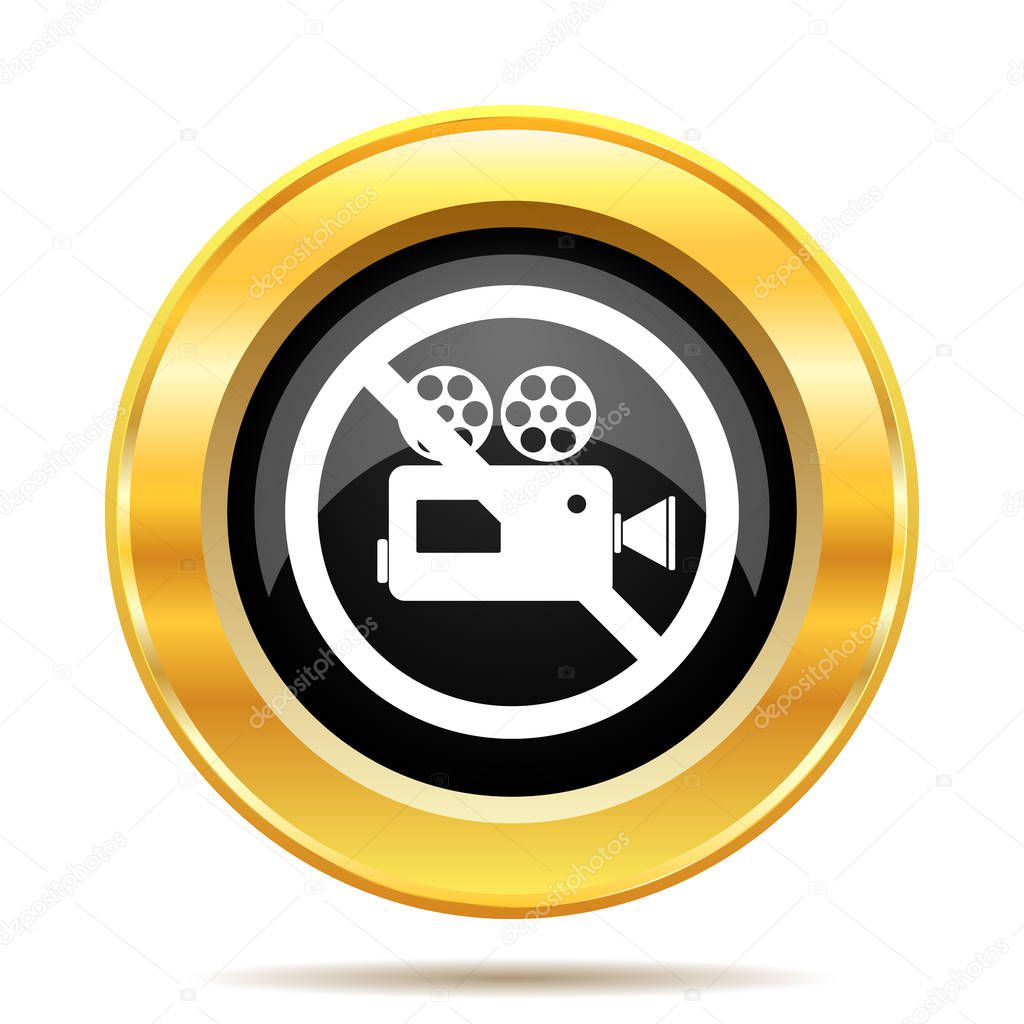 Forbidden video camera icon. Internet button on white background