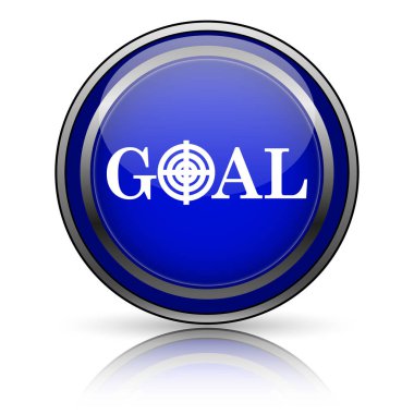 Hedef simgesi. beyaz zemin üzerine metalik internet düğmesi