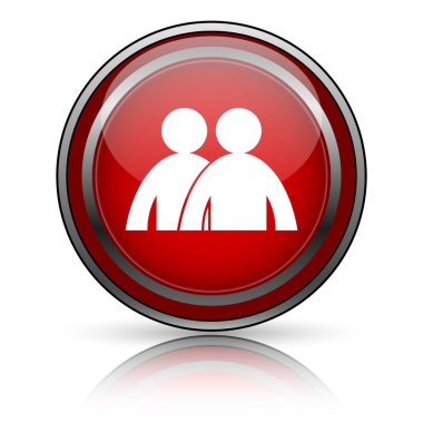 Beyaz zemin üzerine kırmızı parlak simge. Internet düğmesi.