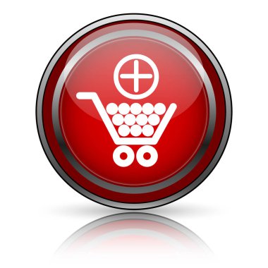 Beyaz zemin üzerine kırmızı parlak simge. Internet düğmesi.