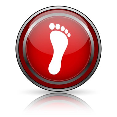 Beyaz zemin üzerine kırmızı parlak simge. Internet düğmesi.