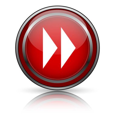 Beyaz zemin üzerine kırmızı parlak simge. Internet düğmesi.