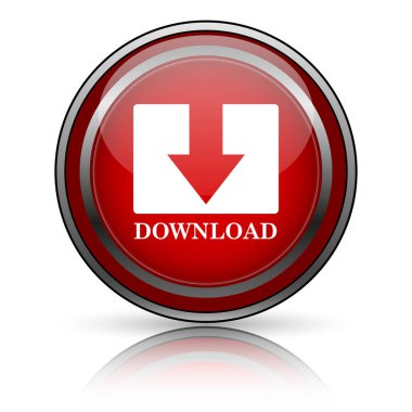 Beyaz zemin üzerine kırmızı parlak simge. Internet düğmesi.