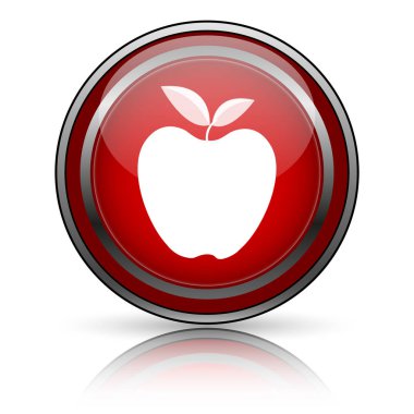 Beyaz zemin üzerine kırmızı parlak simge. Internet düğmesi.