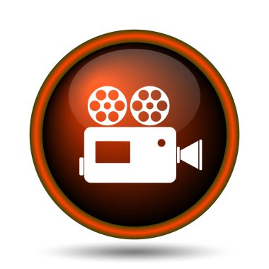 Video kamera simgesi. Beyaz arka plan üzerinde Internet düğmesi