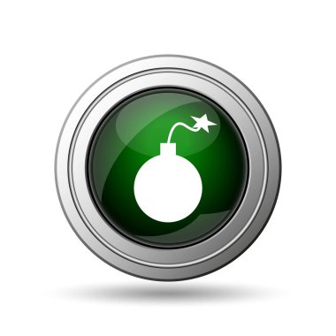 Bomba simgesi. Beyaz arka plan üzerinde Internet düğmesi