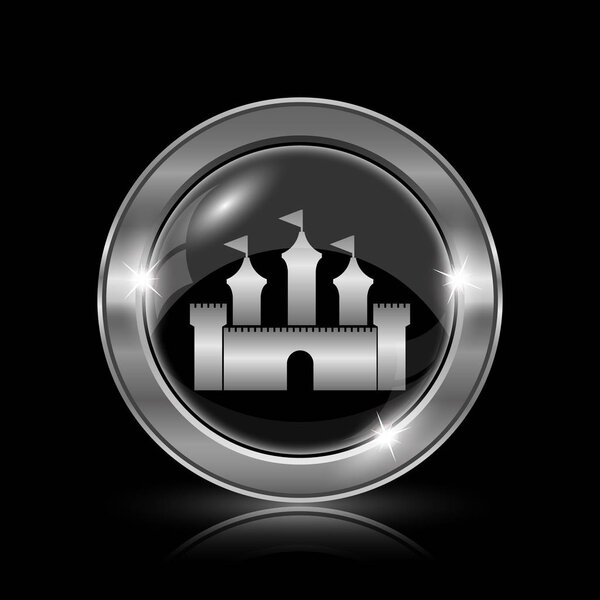 Castle icon. Internet button on black background