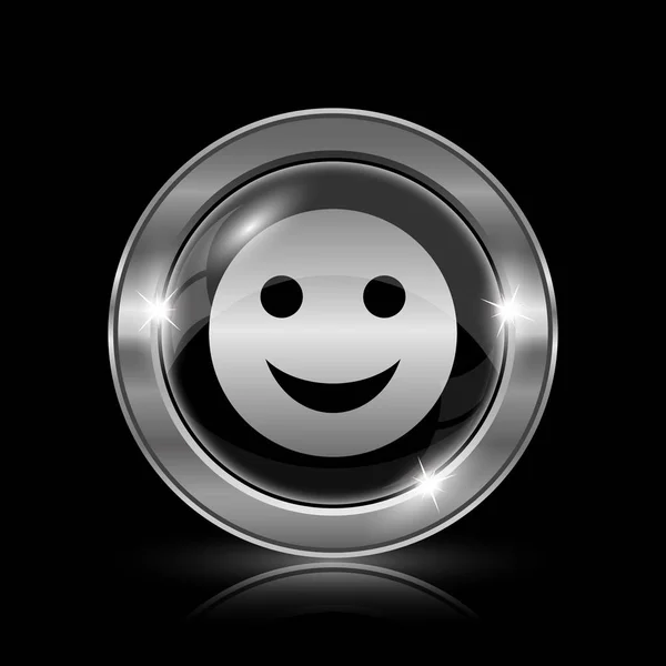 Smiley Icoon Internet Knop Zwarte Achtergrond — Stockfoto