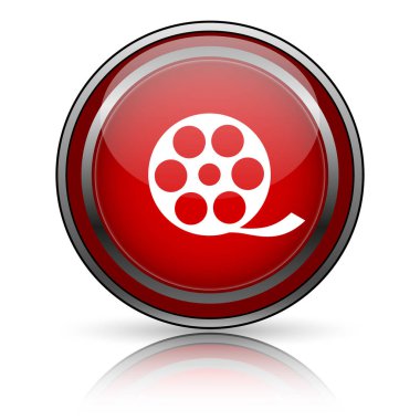 Beyaz zemin üzerine kırmızı parlak simge. Internet düğmesi.