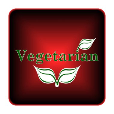 Vejetaryen simgesi. Beyaz arka plan üzerinde Internet düğmesi