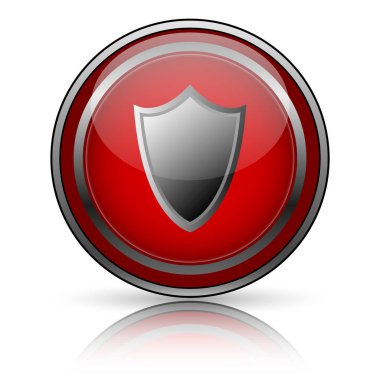 Beyaz zemin üzerine kırmızı parlak simge. Internet düğmesi.