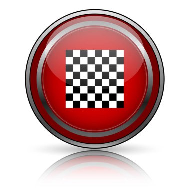 Beyaz zemin üzerine kırmızı parlak simge. Internet düğmesi.