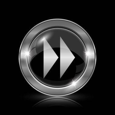 Hızlı ileri işareti simgesi. Siyah arka plan üzerine Internet düğmesi