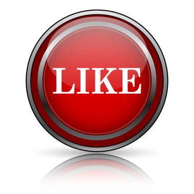 Beyaz zemin üzerine kırmızı parlak simge. Internet düğmesi.