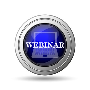 Webinar simgesi. Beyaz arka plan üzerinde Internet düğmesi