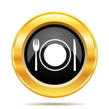 Restoran simgesi. Beyaz arka plan üzerinde Internet düğmesi
