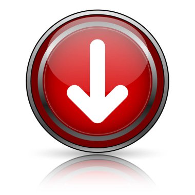 Beyaz zemin üzerine kırmızı parlak simge. Internet düğmesi.