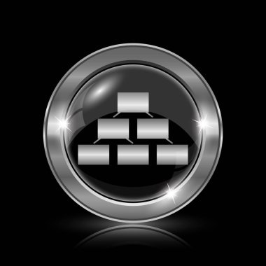 Kuruluş şeması simgesi. Siyah arka plan üzerine Internet düğmesi