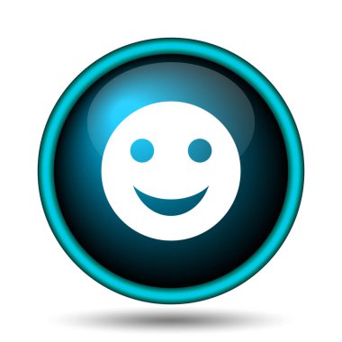 Gülen yüz simgesi. Beyaz arka plan üzerinde Internet düğmesi